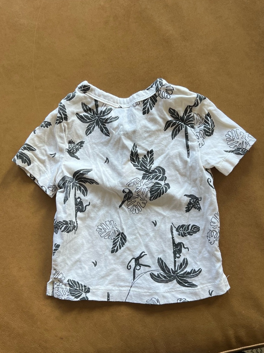 Carter's White Short Sleeve Henley Tee with Gray Tropical Print - Picture 2 of 4